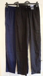 Ex M&S Linen Rich TAPERED LEG High Waisted PULL ON Ankle Grazer Trousers - Picture 1 of 8