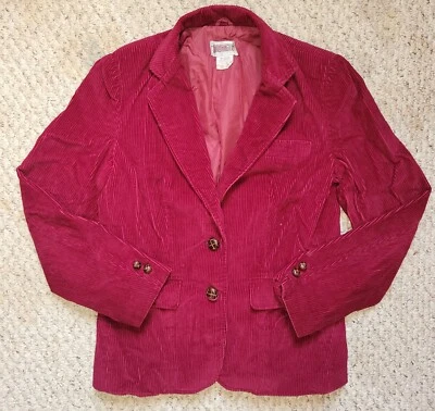 Vintage 80s Red Corduroy Worthington Blazer Jacket Retro Velvety M Size 12 - Image 1 of 4