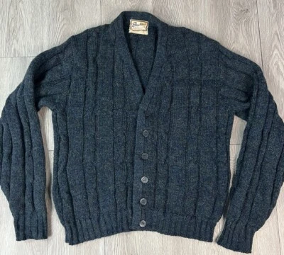 Винтажный Brentwood Sportswear мужской дедушка кардиган свитер Virgin шерсти смесь маленький - Изображение 1 из 4