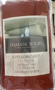 Charter Club Damascato Tinta Unita 2 Federe Queen 500 TC Pima Cotone RUGGINE RAME? - Foto 1 di 3