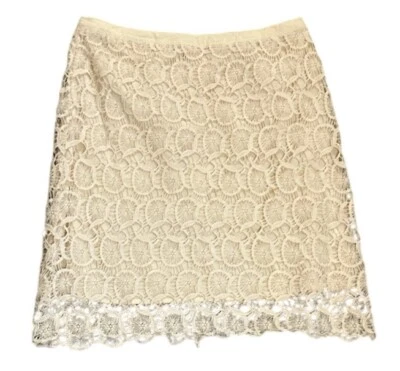 Falda Cabi Mujer Talla 8 Off White Geométrica Bordada Encaje Algodón” Foto 1 de 4