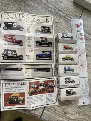 Vintage Readers Digest Reo antique cars - 1/64 set of 6 with adverts free ship - Image 1 of 2