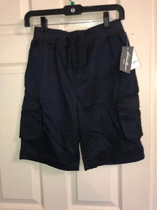 Eddie Bauer Uniform Full Elastic Waist Navy Cargo Shorts Size 6 Boys NWT - Picture 1 of 4