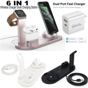 6 in 1 Wireless Charger Dock Charging Station For Android iPhone AirPods Type-c - Picture 1 of 22