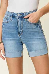 Judy Blue tummy control cooling denim shorts High Waist Jeans women Small S Cool - Picture 1 of 5