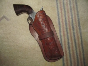 Carved Bucheimer Leather Holster Colt SAA Uberti Pietta 1873 5 1/2" GC 240515 - Picture 1 of 3