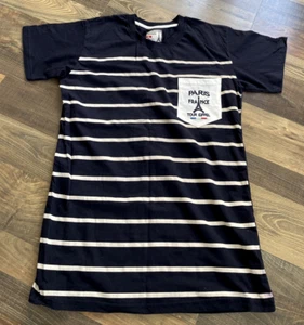 France Paris Eiffel Tower Embroidered T-Shirt  Souvenir Tee Navy Blue White-XL - Picture 1 of 14
