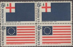 Scott # 1350-1351 - Block Of 4 - Historic American Flags - MNH - 1968 - Picture 1 of 1