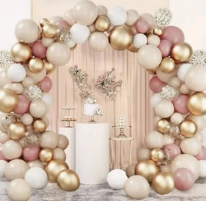 New 102 Pcs Pink White Beige Gold Multicolor Party Decoration Balloon Set - Picture 1 of 3