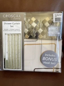 Croscill Home Shower Curtain Brown/Tan 100% Polyester 70"X72" + 12 Hooks NEW! - Picture 1 of 7