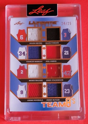 TARJETA JERSEY DR J #d24/25 ALLEN IVERSON Charles Barkley Jimmy Butler Joel Embiid Foto 1 de 3