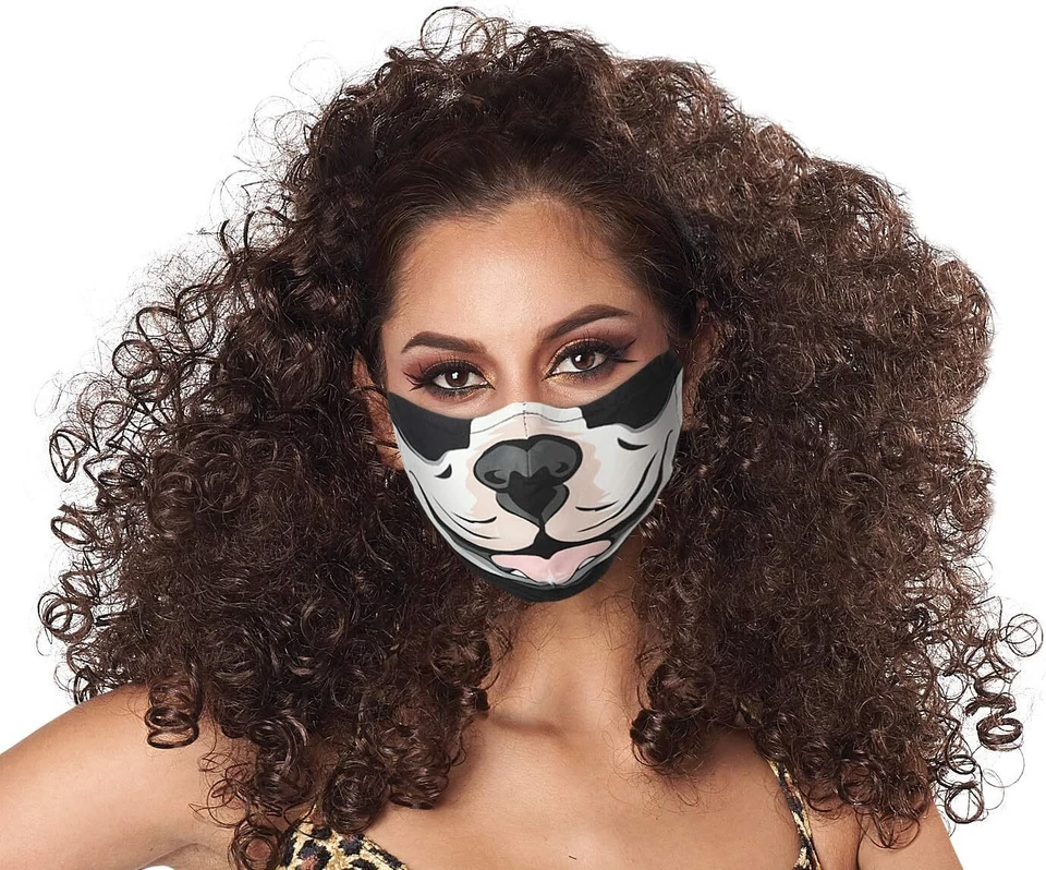 Dog Fabric Face Mask Animal Fancy Dress Up Halloween Adult Costume Accessory - Image 1 of 1