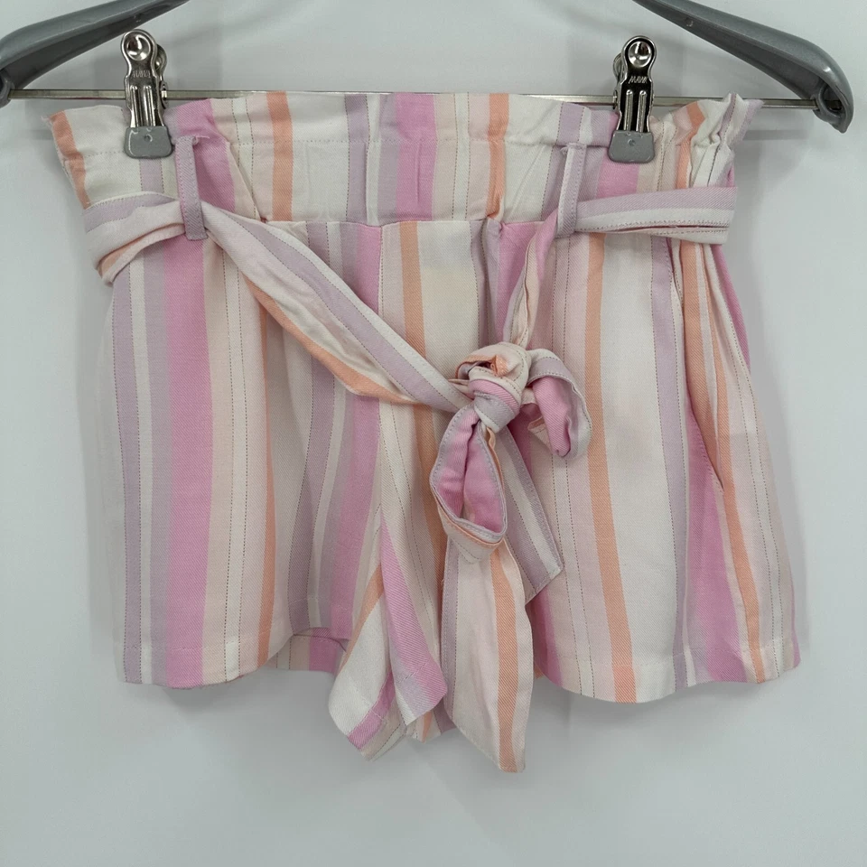 Pantalones Cortos Tejidos Bolsa de Papel Habana Vintage en Rayas Rosa Talla M/8 Nuevo con Etiquetas Stitch Fix Foto 1 de 4
