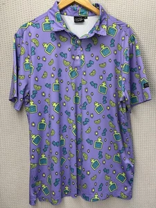 Camisa polo de golf Sunday Swagger Tequila Shots para hombre XL verde púrpura usada en excelente estado - Imagen 1 de 8