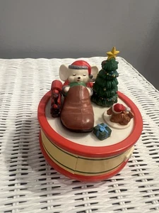 Christmas Music Box Santa Claus is Coming to Town Revolving Wind Up Holiday - Picture 1 of 10