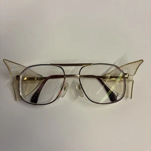 Vintage Titmus PC 250 Z87 5-1/2 Gold Aviator Eyeglasses Frames And Guards Only - Picture 1 of 10