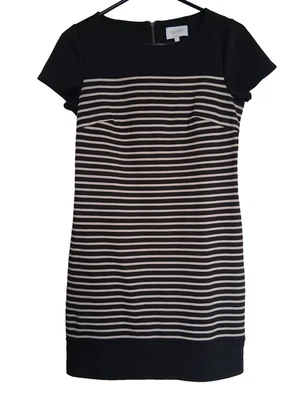 Vestido negro talla 2 con rayas tostadas. Lavandería de Shelli Segal. Excelente estado Foto 1 de 4