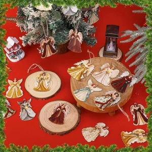 24pcs Angel Wooden Christmas Tree Decoration Little Ornament Angel K3W3 - Picture 1 of 18