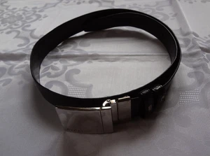 VTG Men's Gucci Black/Brown Leather Reversible Belt w/Silver Tone Buckle size 34 - Picture 1 of 13