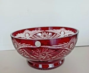 Vtg Cut To Clear Bowl made In Romania Bohemian Red  - Bild 1 von 8