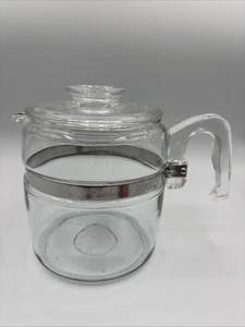 Vtg Pyrex Flameware 7756-B Glass Percolator Replacement - 6 Cup Coffee Pot & Lid - Picture 1 of 8
