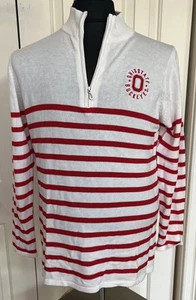 Woman’s Ohio State Striped Quarter Zip Sweater LG NWOT - Picture 1 of 7