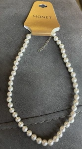 Choker necklace 14.5 in Monet NWT, faux pearl - Picture 1 of 3
