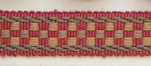 Cordón de cepillo con flecos borla a juego 1,25" trenza 3 yardas arándano rojo dorado verde oliva - Imagen 1 de 2