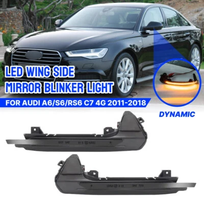 Per Audi A6 C7 4G RS6 2013-2018 Frecce Specchio Retrovisore Esterno Indicatore di direzione Nero - Immagine 1 di 4