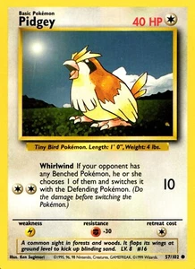 Pokemon Pidgey 57/102 Base Set Común No Holo 1999 Tarjeta Coleccionable - Imagen 1 de 2