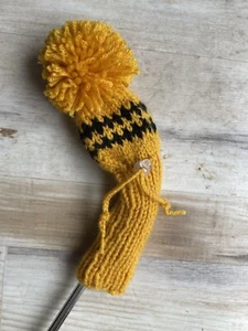 Cubierta de cabeza de palo de golf tejida con cordón y palanca cuña hierro dorado negro - Imagen 1 de 3