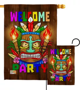 Bandiera Welcome Tiki Party Celebrazione Hawaiiana Hawaii Hula Aloha Giardino Casa Cortile - Foto 1 di 13