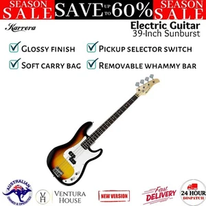 Karrera 39in Electric Guitar Bass Music 4-String Instrument Pickguard Whammy New - Picture 1 of 13