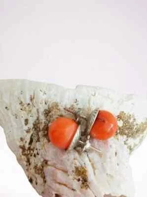 ORECCHINI IN CORALLO ROSA e ARGENTO 800 Pink Coral EARRINGS & SILVER 800 Italy - Immagine 1 di 4