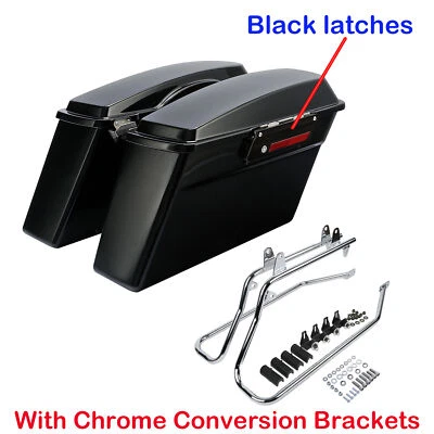 Hard Saddlebags Fit For Harley Softail Fatboy 1984-2017 W/ Conversion Bracket - Image 1 of 4