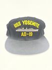 USS Yosemite AD-19 Battleship Military Vtg Snapback Baseball Cap Hat Made in USA