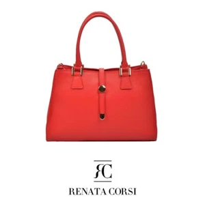 Renata Corsi rot Leder Doppelgriff verstellbarer Schulterriemen Crossbody Handtasche - Bild 1 von 13