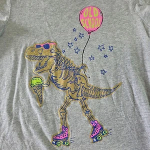 Spotted Zebra Girls Graphic Tee, L (10), T-Rex 'Old School' On Skates - Picture 1 of 5