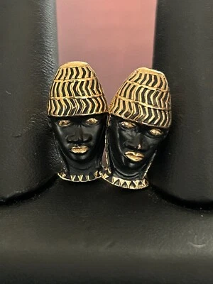Gemelos Swank de colección esmalte Blackmoor máscaras de teatro americanas figura africana Foto 1 de 4