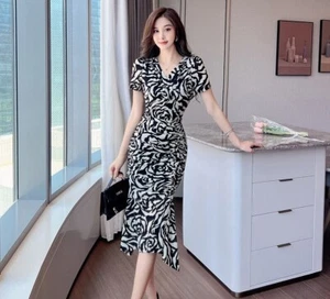 Office Dresses for Women Work Business Formal Midi Fit and Flare Black Size 2-10 - Picture 1 of 14