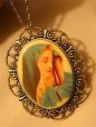 Lacy Scalloped Decal Mater Dolorosa Lady of Sorrows Cameo Silvertne Necklace