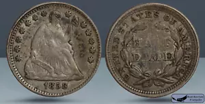 1858 Seated Liberty Half Dime, Very Fine Details, Reverse Scratches, C7938 - Picture 1 of 3
