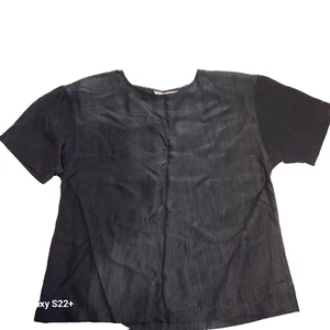 Vintage Seide York Fair for Seiferts schwarz Bluse Gr. M Schulterpolster Hongkong - Bild 1 von 7
