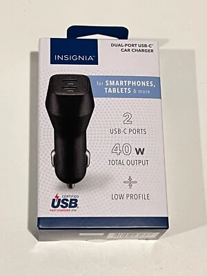 Insignia NS-MVC40W2K 40W Dual-Port USB-C Car Charger - Image 1 of 2