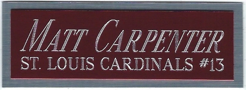 PLACA DE IDENTIFICACIÓN DE CHRIS CARPENTER CARDINALS AUTOGRAFIADA FIRMADA BATE DE BÉISBOL-CAMISETA-FOTO Foto 1 de 1