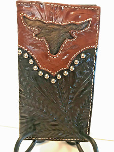 Rodeo Wallet Leather with Cowhide Steer Head, American West