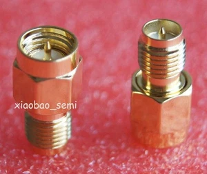 2 piezas adaptador RP.SMA hembra enchufe a SMA macho conector chapado en oro recto - Imagen 1 de 1