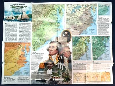 1988 Tidewater, Atlantic, Carolinas, Virginia - Mapa / Atlas National Geographic Foto 1 de 4