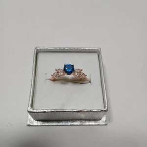 Rose Gold Montana Blue Sapphire Ring (Simulated Diamond, Size 9, See Note) - Picture 1 of 9