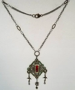 † COLLAR COLGANTE SANTUARIO de bolsillo antiguo ornamentado raro San Antonio † - Imagen 1 de 6
